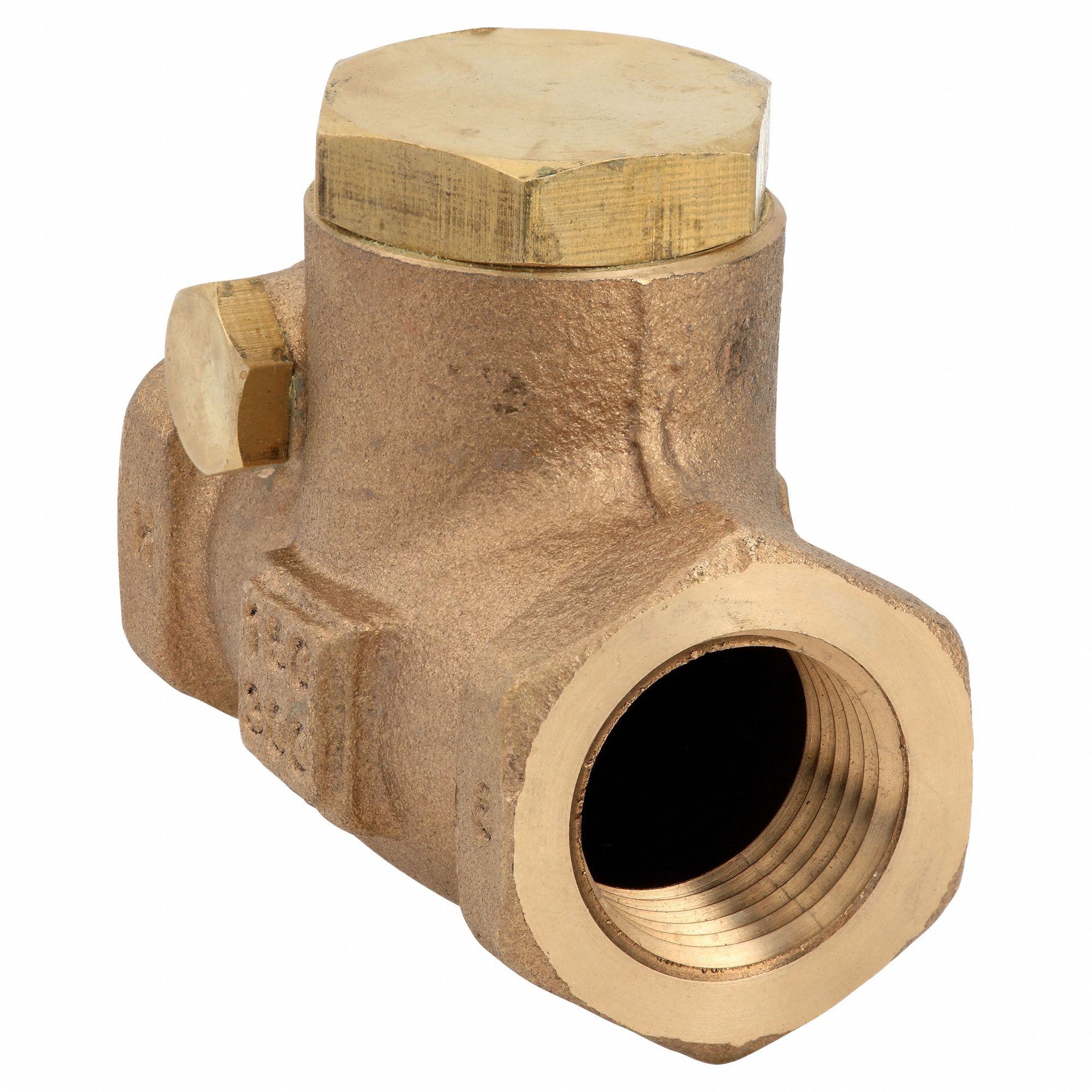 SWING CHECK VALVE, SWING, INLINE VALVE BODY, ¼ IN PIPE, FNPT X FNPT, BRONZE