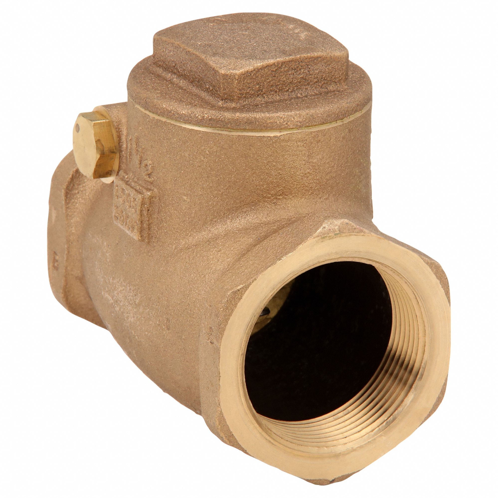 SWING CHECK VALVE, SWING, INLINE VALVE BODY, 1¼ IN PIPE, FNPT X FNPT, BRONZE