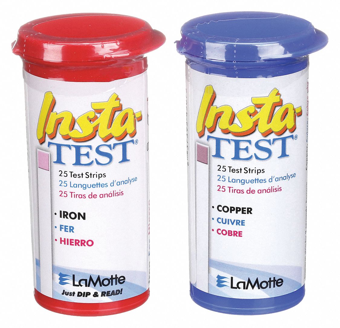 INSTA-TEST, Copper/Iron, 0 to 3 ppm Copper/0 to 5 ppm Iron, Test Strip ...