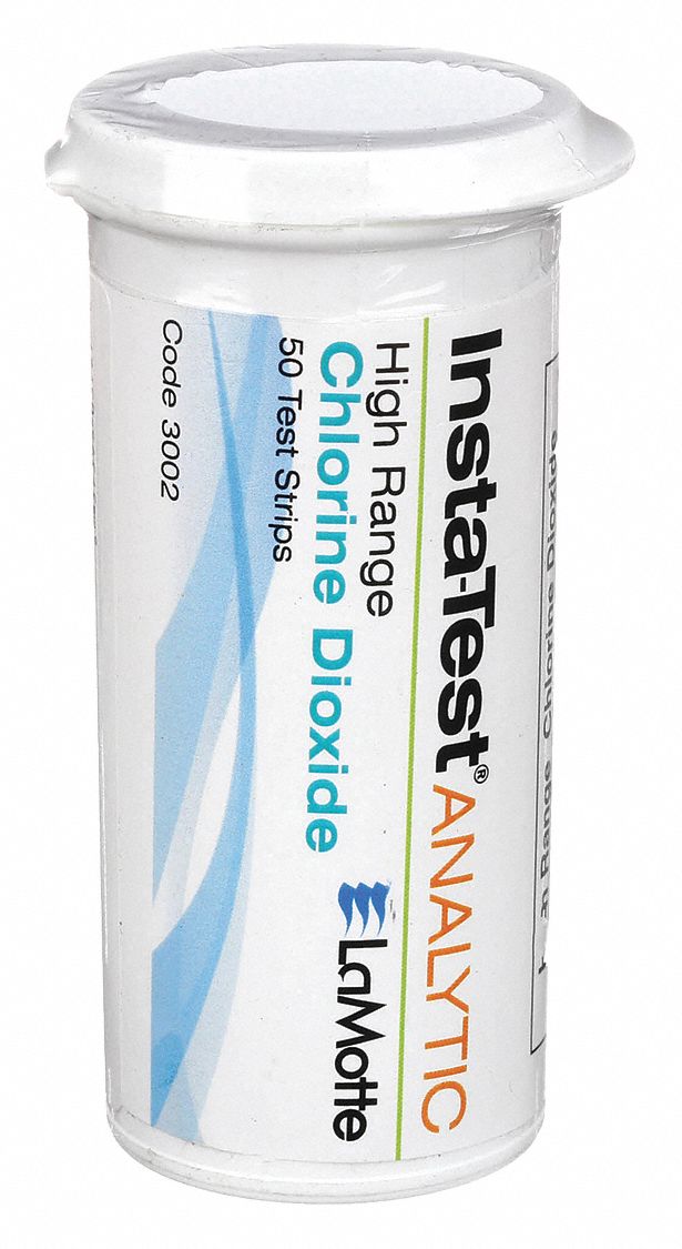 Test Strip: 0 to 500 ppm Chlorine Dioxide, Chlorine Dioxide, 50 Tests