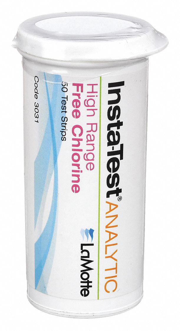 Test Strip: 0 to 800 ppm Free Chlorine, Free Chlorine, 50 Tests
