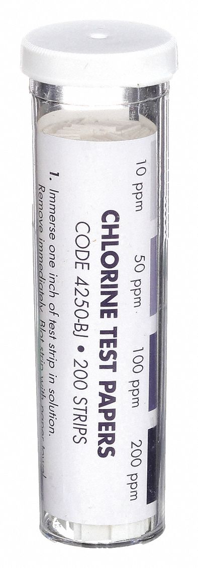 Test Strip: 10 to 200 ppm Total Chlorine, Total Chlorine, 200 Tests