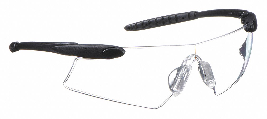 Safety Glasses: Clear Lens, Frameless, Scratch-Resistant, Black Frame, DS1 Series