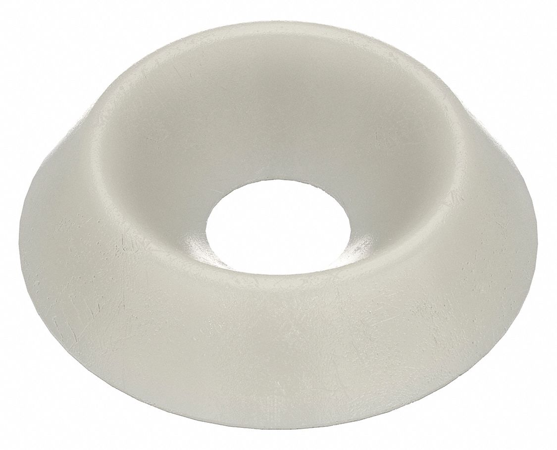 COUNTERSUNK WASHER, FOR #8 SCREW, NYLON, 6/6, PLAIN FINISH, 0.171 IN MAX ID, 11SFW0008, 20 PK