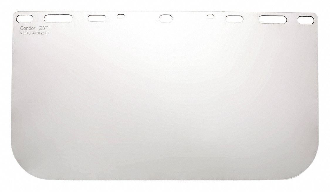 FACESHIELD VISOR, CLEAR, PC, 15½ X 8 X 0.06 IN, FOR USE WITH 4EZC4