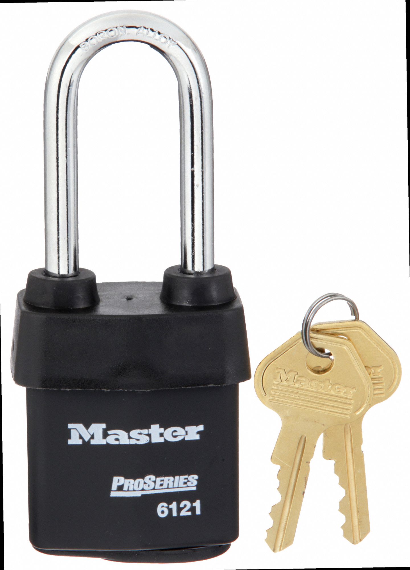 KEYED PADLOCK, 2½ IN VERTICAL SHACKLE CLEARANCE, 7/8 IN HORIZONTAL SHACKLE CLEARANCE, 10G024 KEY, BORON, BLACK