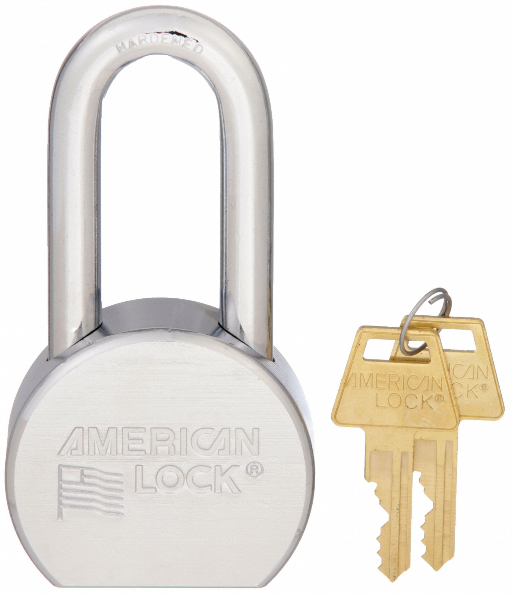 KEYED PADLOCK, 2 IN VERTICAL SHACKLE CLEARANCE, 15/16 IN HORIZONTAL SHACKLE CLEARANCE, 7/16 IN SHACKLE DIAMETER, SILVER