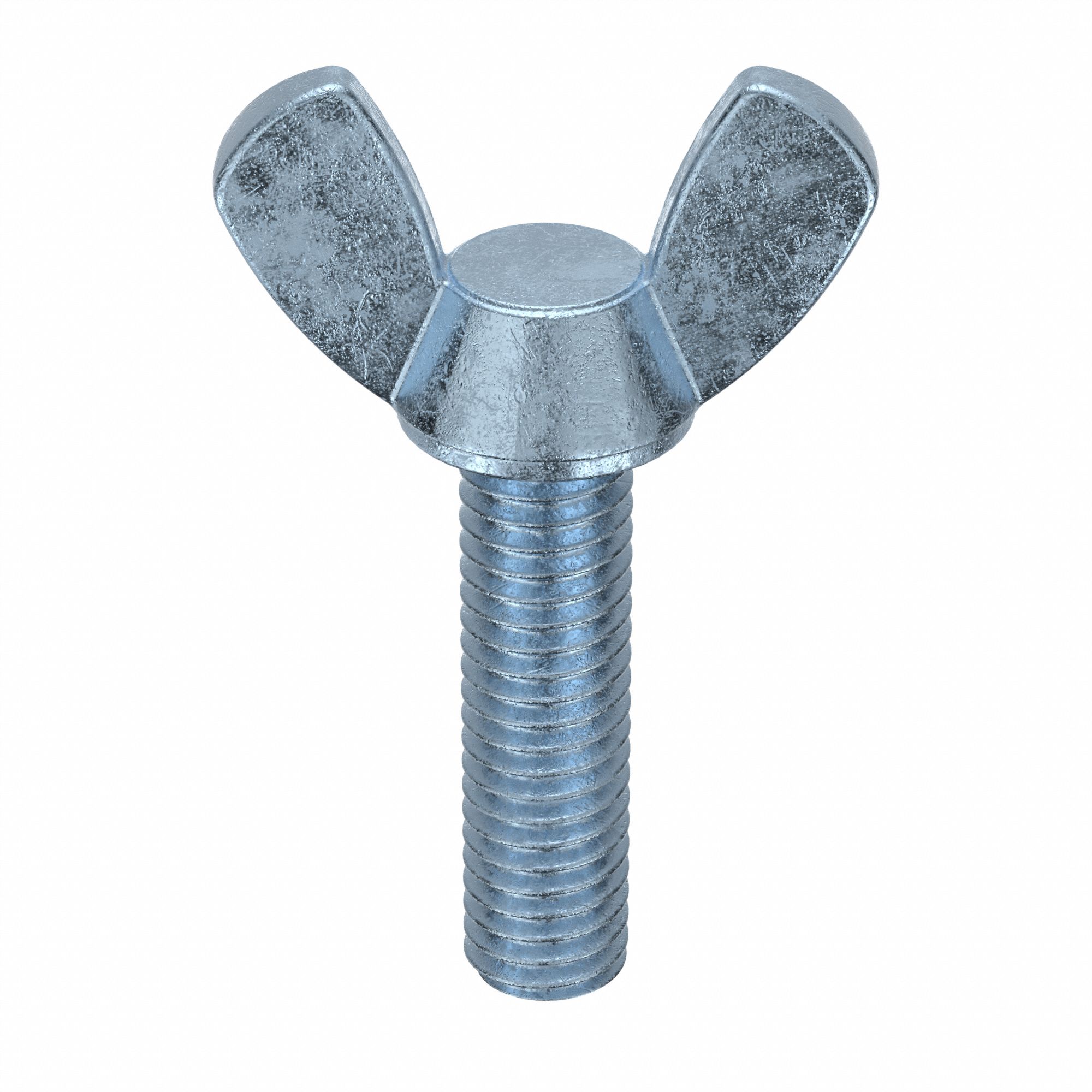 Thumb Screw: 3/8"-16 Thread Size, 1 1/2 in Lg, Smooth, Wing, Iron, Zinc-Plated