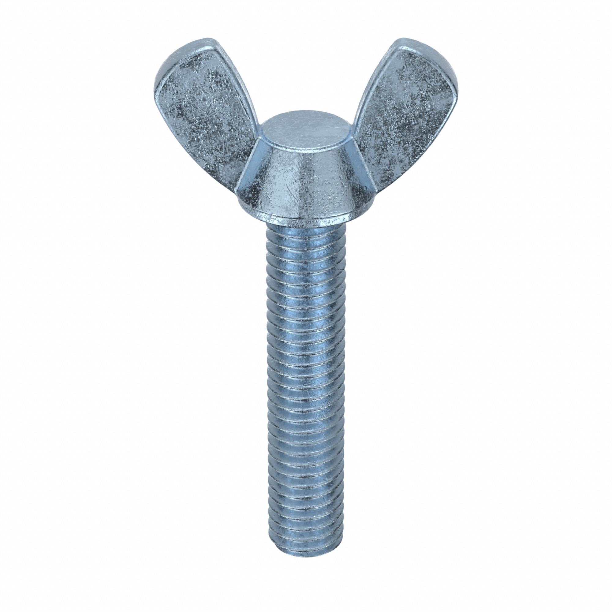 Thumb Screw: 3/8"-16 Thread Size, 2 in Lg, Smooth, Wing, Iron, Zinc-Plated
