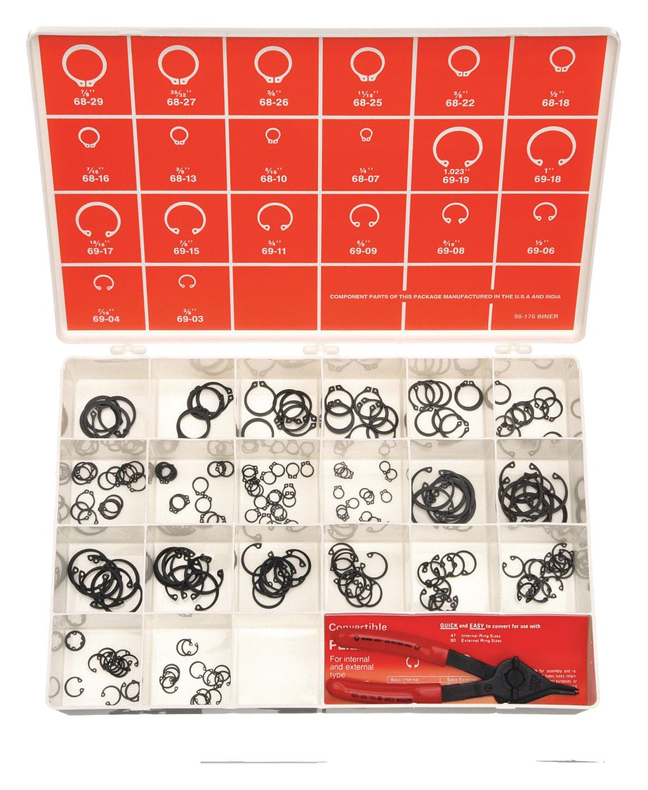 Itw Bee Leitzke Internal And External Steel Retaining Ring Assortment 4f420wwg Disp Ho 