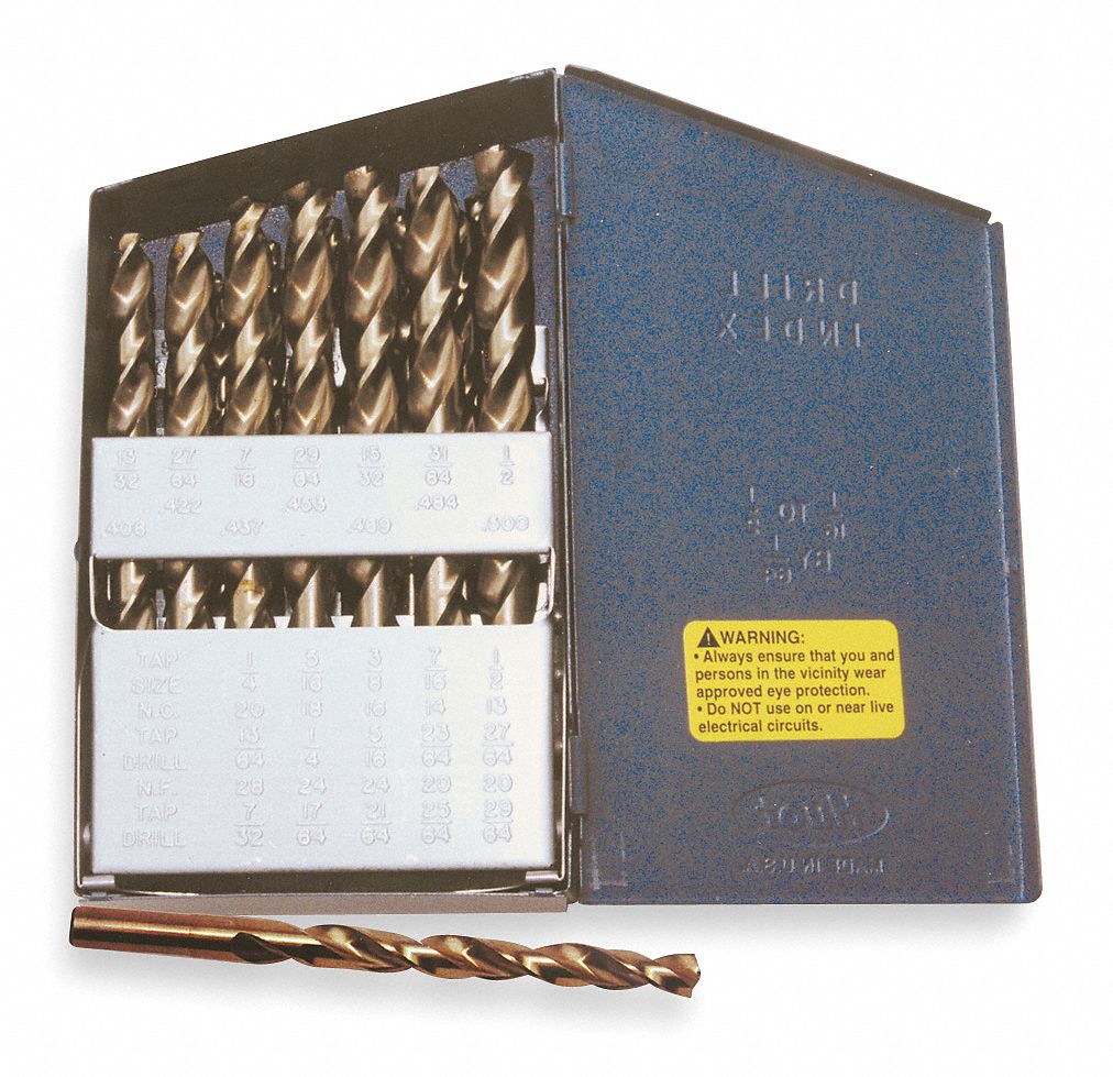 CLELINE Jobber Drill Bit Set, Drill Bit Point Angle 135° 4F644