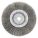 WIRE WHEEL BRUSH, CRIMPED STAINLESS STEEL, 6 IN DIAMETER X ¾ IN W, ⅝ IN TO ½ IN ARBOUR