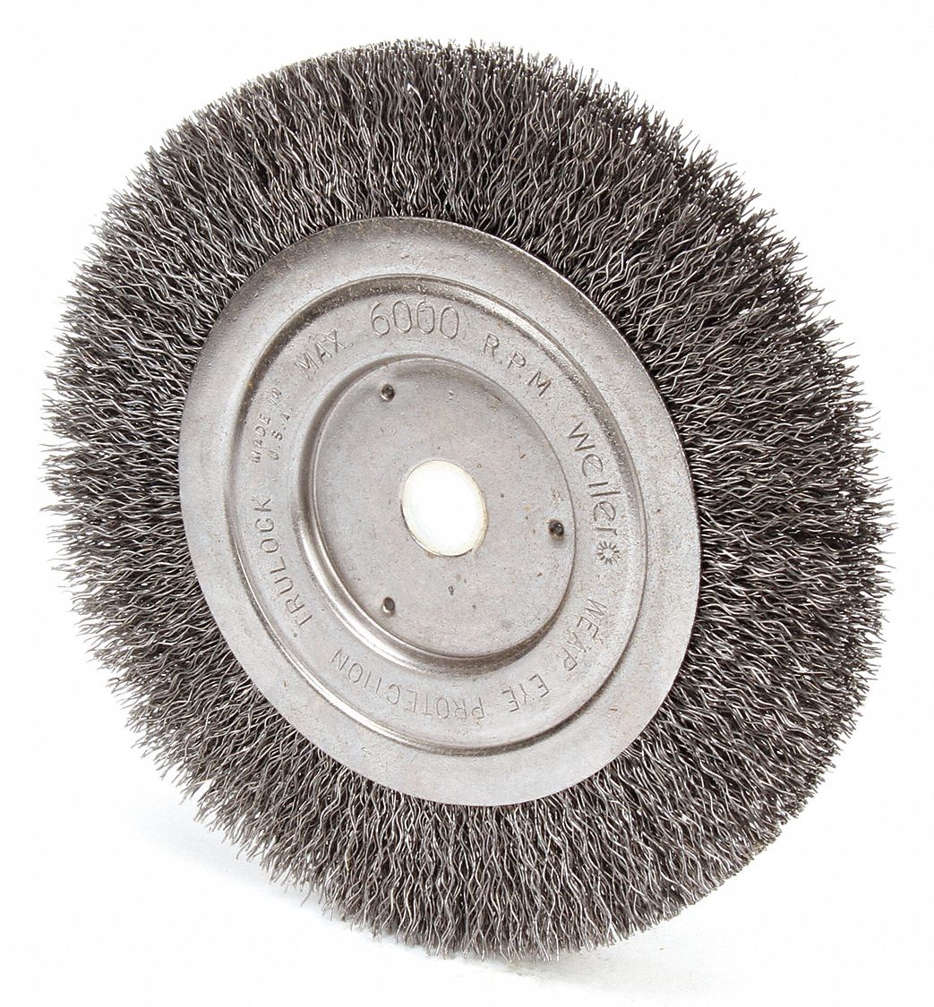 WEILER Wire Wheel Brush 6 in Brush Dia., 5/8 in to 1/2 in Arbor Hole