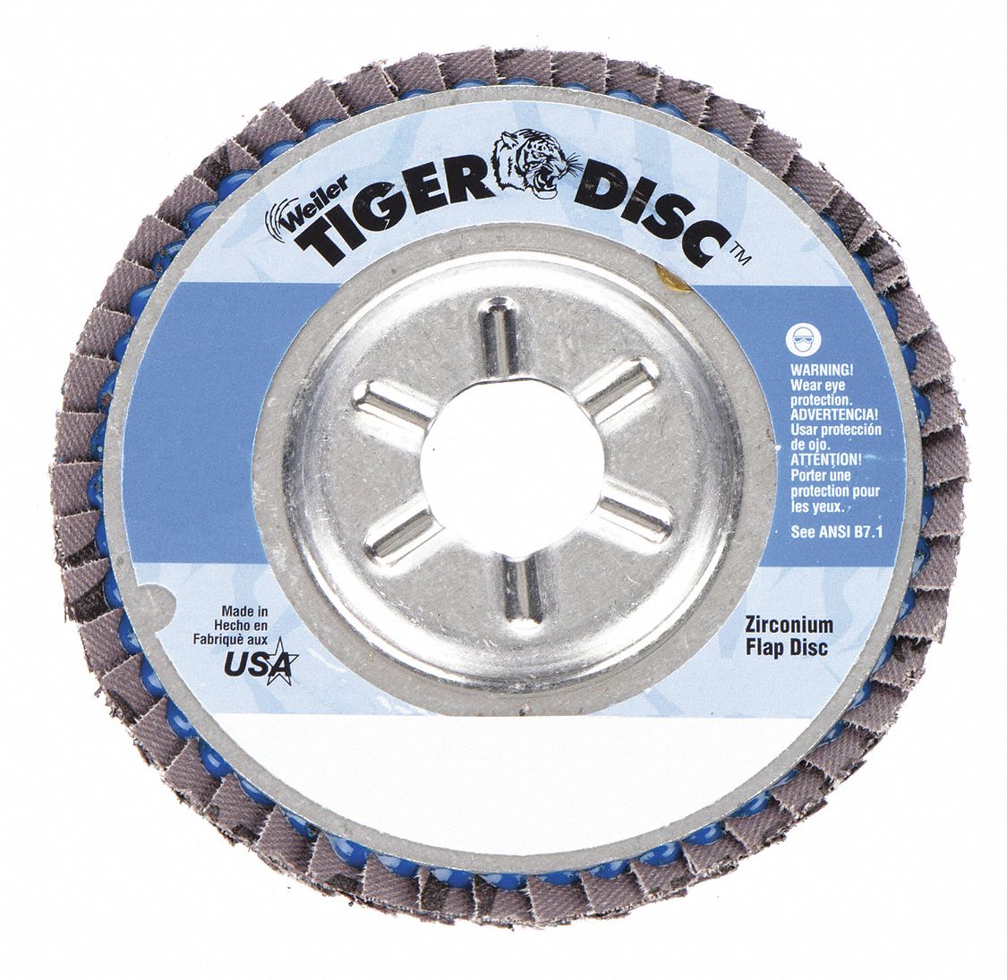 Flap Disc: Type 29, 4-1/2" x 7/8", Zirconia Alumina, 24 Grit, Aluminum Bk, Std Density