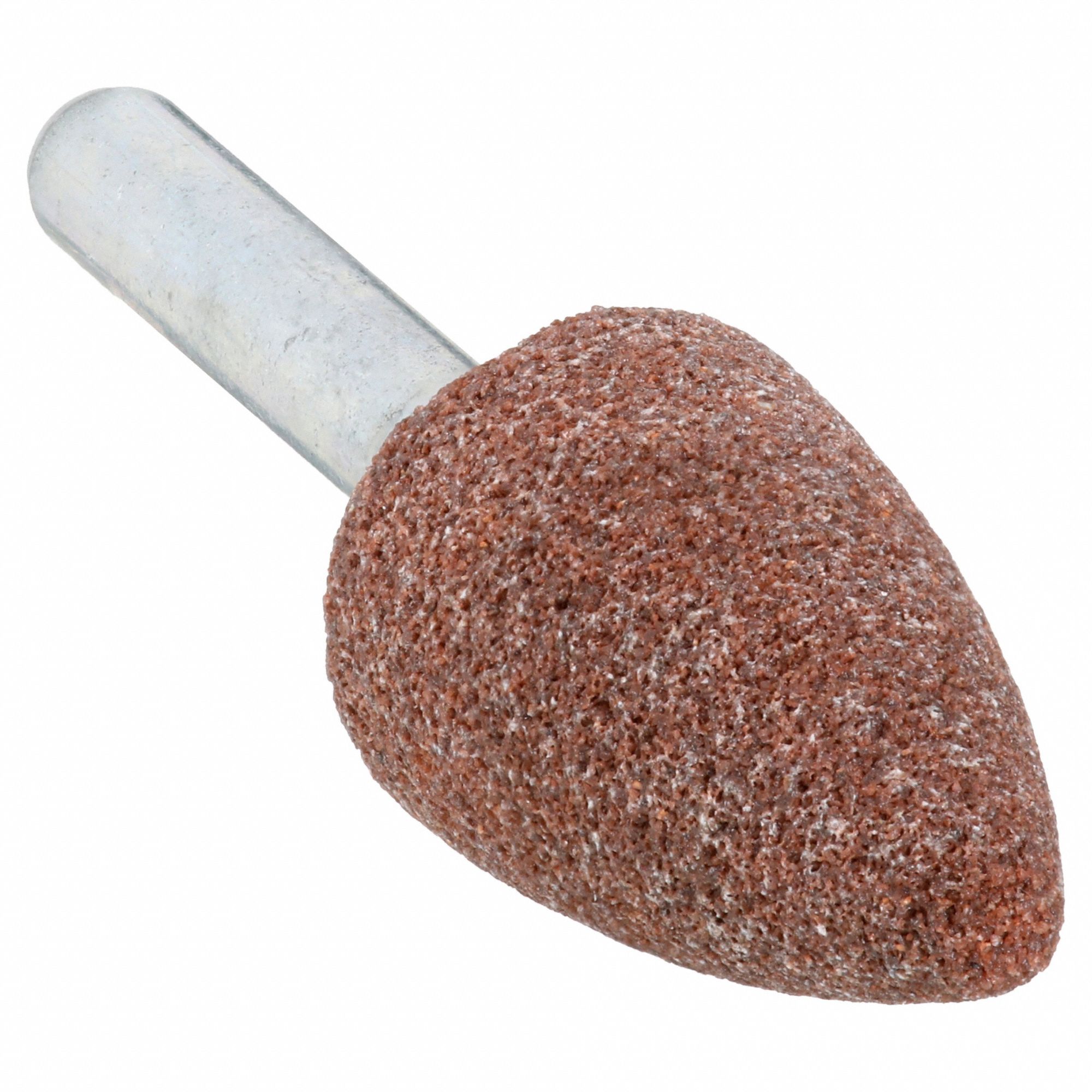 Vitrified Mounted Point: 11/16 in Dia, Aluminum Oxide, 60 Grit, A12