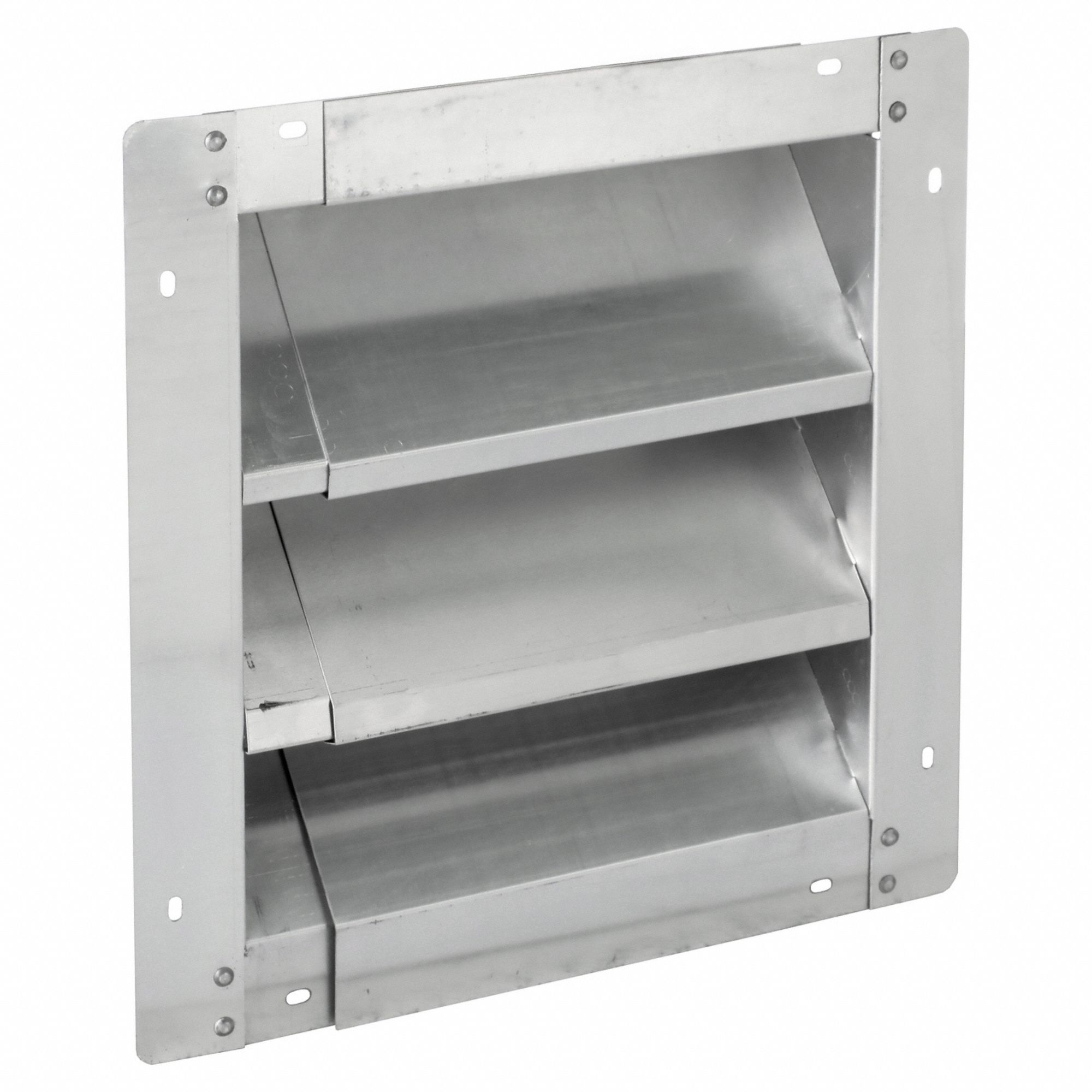 18"H 16"W Non-Drnbl Alu Intake Louver: Flanged, Surface Mount, 18 in H, 16 in W, Aluminum