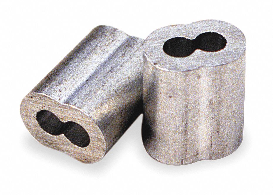 HIGOOD Wire Rope Stop Sleeve, For Wire Rope Dia. 1/8", Aluminum Alloy, PK 100