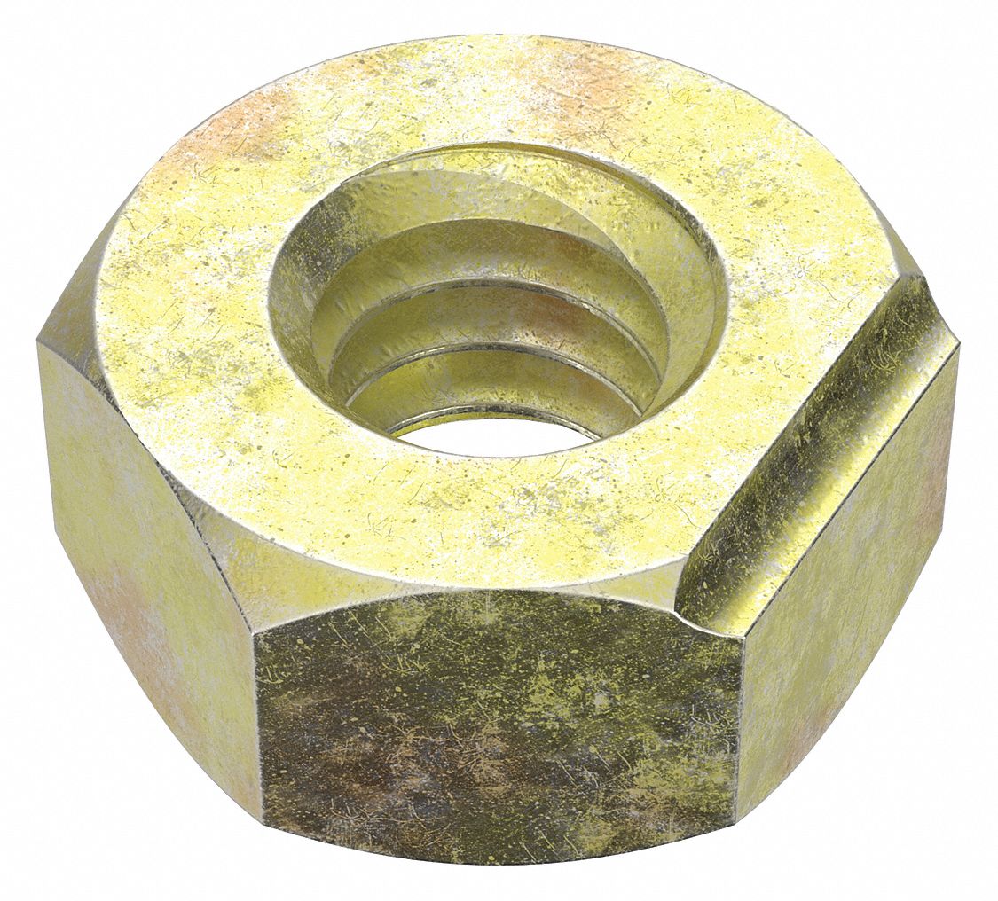 Lock Nut: Top Lock Distorted Thread, Std Hex, 1/4"-20 Thread Size, Steel, Grade C, 100 PK