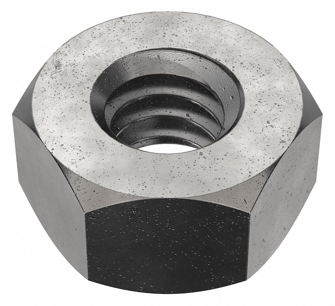 HEX NUT, ¼"-20 THREAD, 7/16 IN HEX W, 7/32 IN HEX H, STEEL, UNC, GRADE 8, BLACK OXIDE, 100 PK