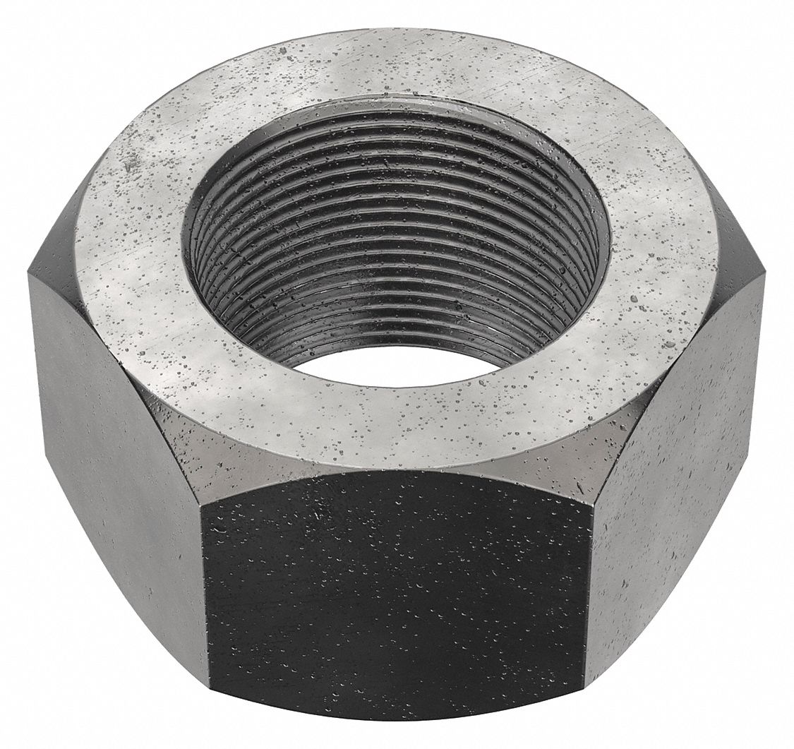 Hex Nut: Std Hex, 1 3/4"-12 Thread, 2 5/8 in Hex Wd, 1 1/2 in Hex Ht, Steel, Grade 8, Black Oxide