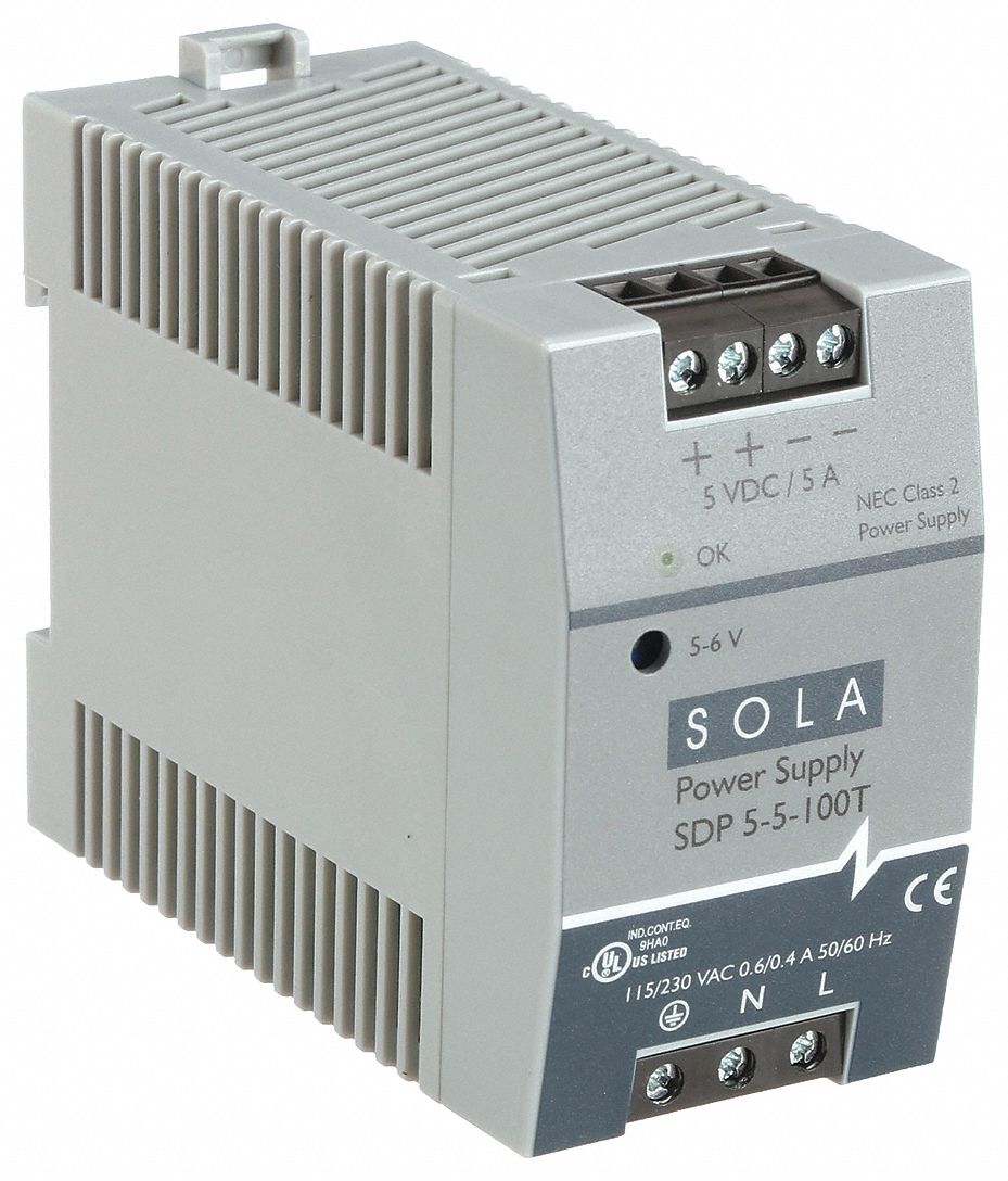 DC POWER SUPPLY, DIN RAIL, 25 W OUTPUT POWER-RATED, 5 A CURRENT OUTPUT, SINGLE PHASE