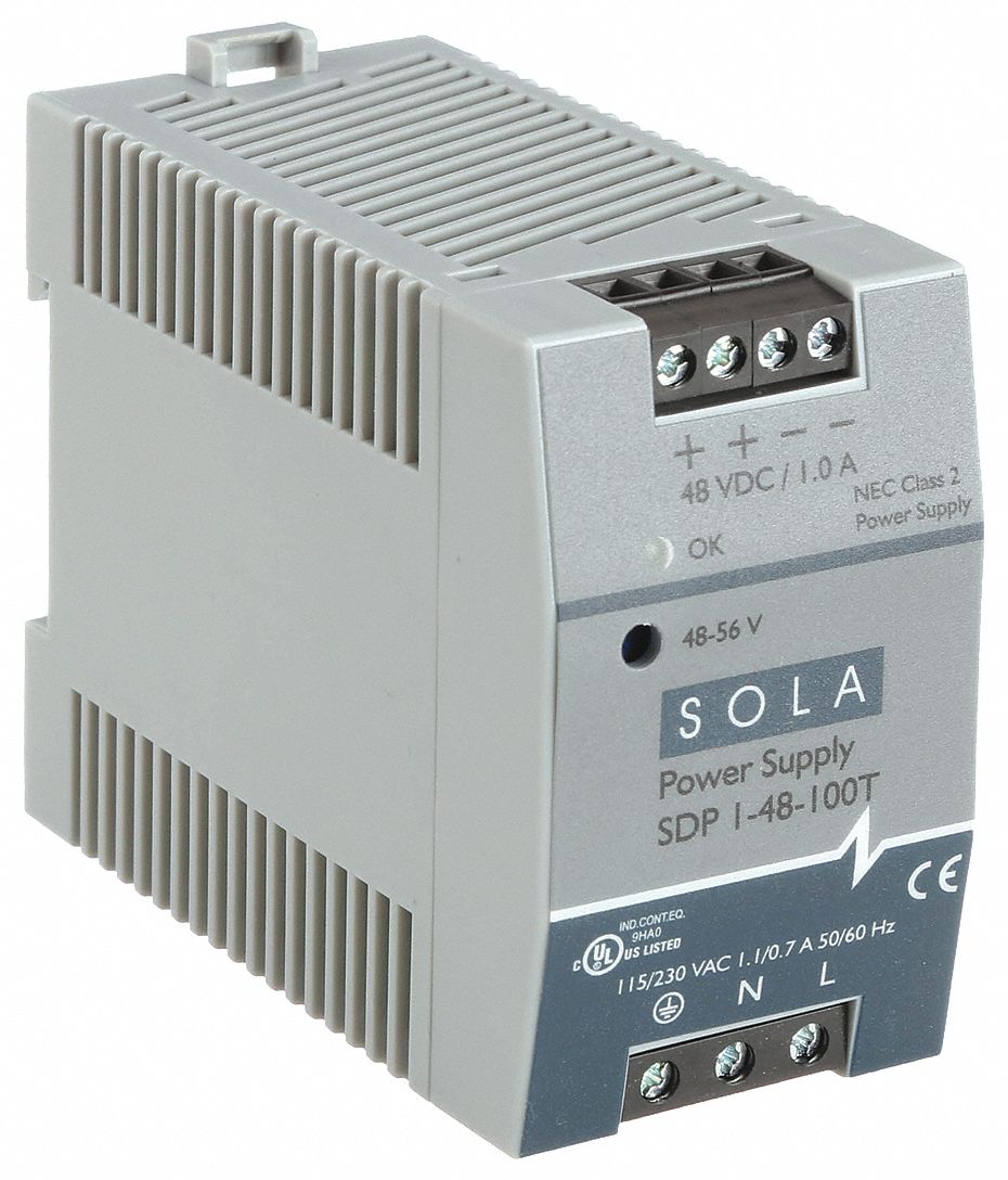 DC Power Supply: DIN Rail, 50 W Output Power - Rated, 1 A Current - Output, Single Phase