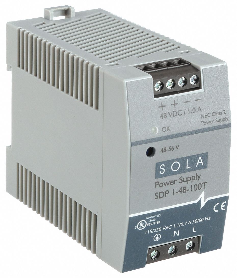 DC POWER SUPPLY, DIN RAIL, 50 W OUTPUT POWER-RATED, 1 A CURRENT OUTPUT, SINGLE PHASE