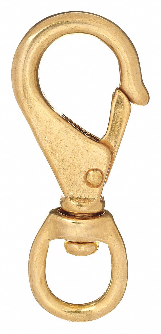 Utility Spring Hook: 1 Snaps, Solid Gate, Bronze, 5/16 in Opening Size