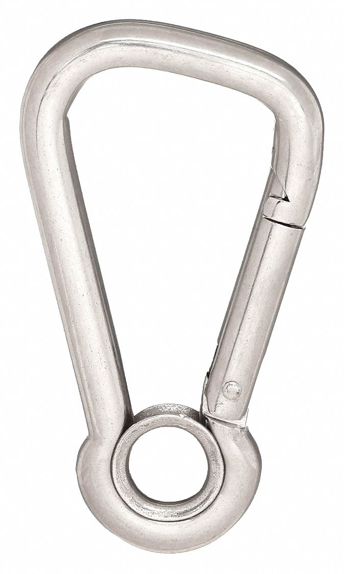 Spring Snap: 1 Snaps, 1, 320 lb Working Load Limit, Solid Gate, Stainless Steel