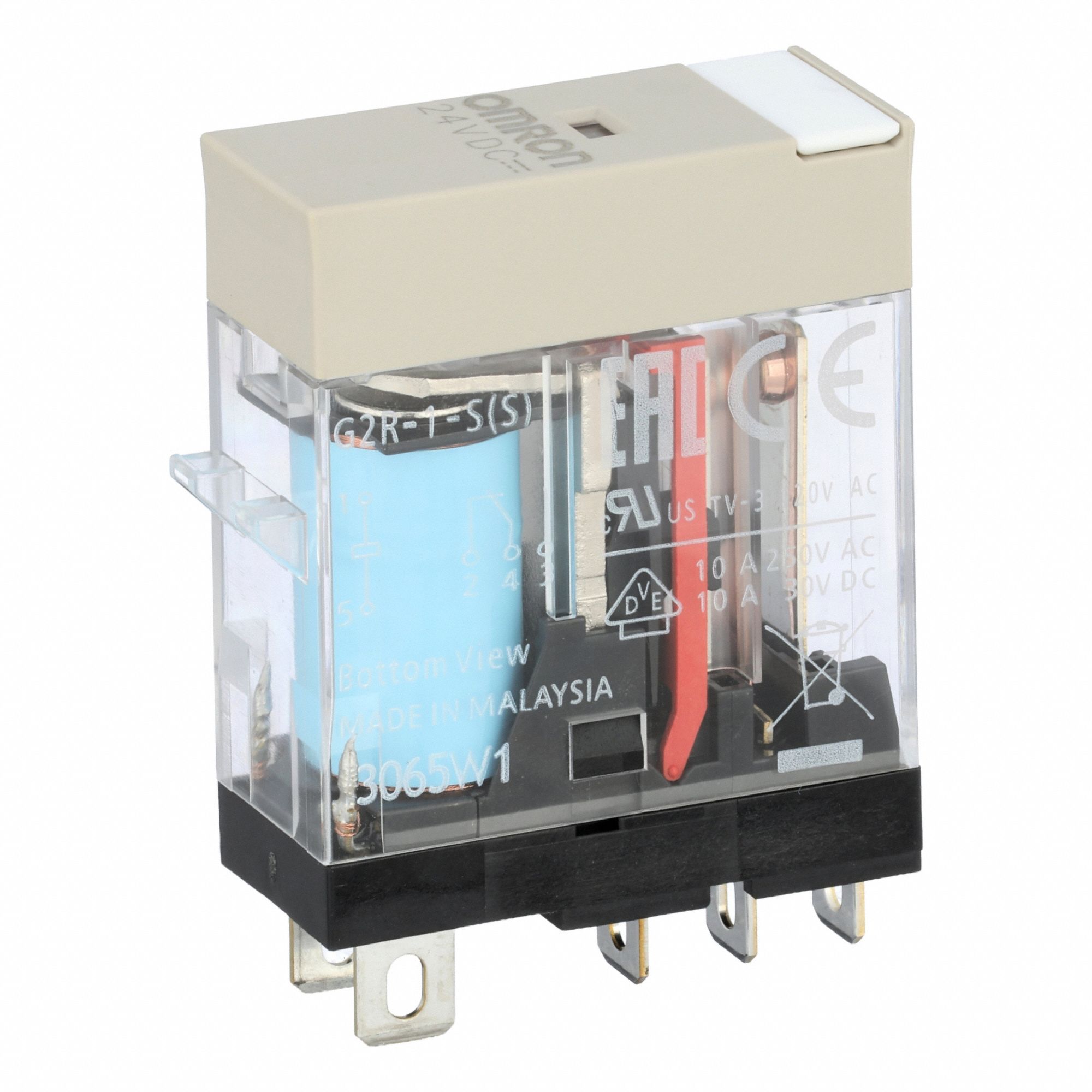 General Purpose Relay: Socket Mounted, 10 A Current Rating, 24V DC, SPDT, 5 Pins/Terminals