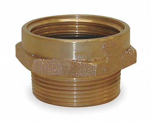 Brass Hex 2 1/2 NH to 2 NPT Double Male Fire Hose Adapter 