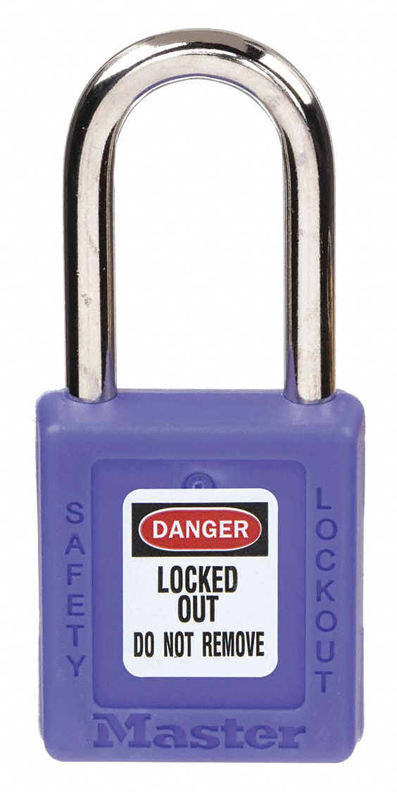 LOCKOUT PADLOCK, KEYED DIFFERENT, THERMOPLASTIC, STANDARD BODY, METAL, BLUE