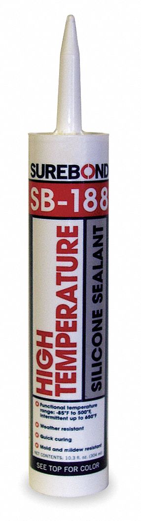 Silicone Sealant: SB-188, Black, 10 oz, Cartridge, 501% or More Elongation Range