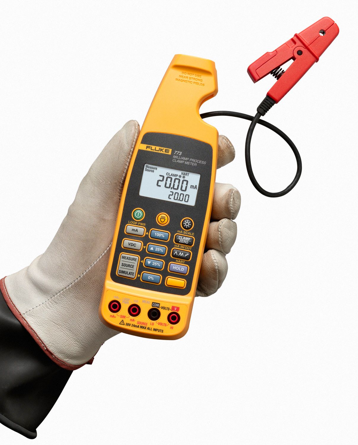 FLUKE Clamp On Digital Clamp Meter, 14° to 122°F Temp. Range, 0.2 in (5