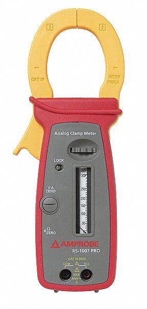 AMPROBE Clamp On Analog Clamp Meter, 1.9 in (48 mm) Jaw Capacity, CAT ...