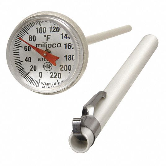 MILJOCO Item Dial Pocket Thermometer, Temp. Range (F) 0 to 220°F, Stem