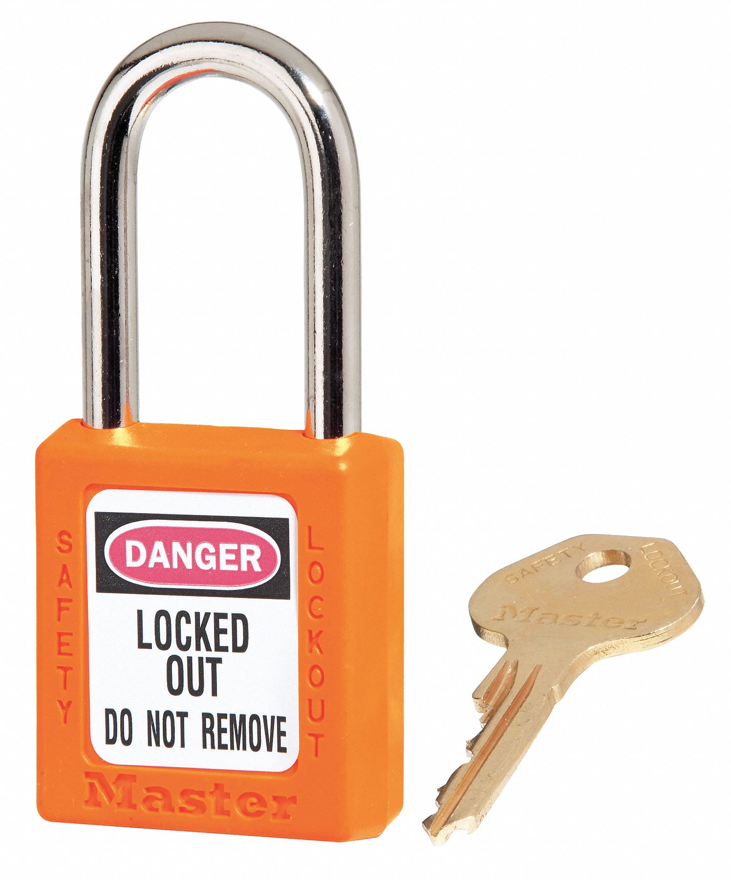 LOCKOUT PADLOCK, KEYED DIFFERENT, THERMOPLASTIC, STANDARD BODY, METAL, ORANGE