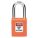 LOCKOUT PADLOCK, KEYED DIFFERENT, NYLON, STANDARD BODY, HARDENED STEEL, ORANGE