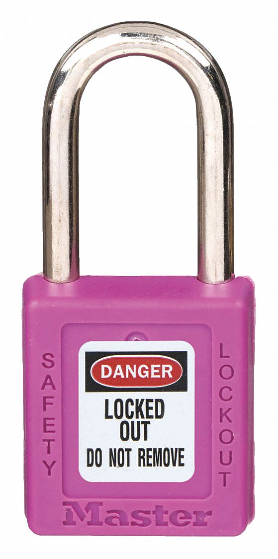 LOCKOUT PADLOCK, KEYED DIFFERENT, THERMOPLASTIC, STANDARD BODY, METAL, PURPLE