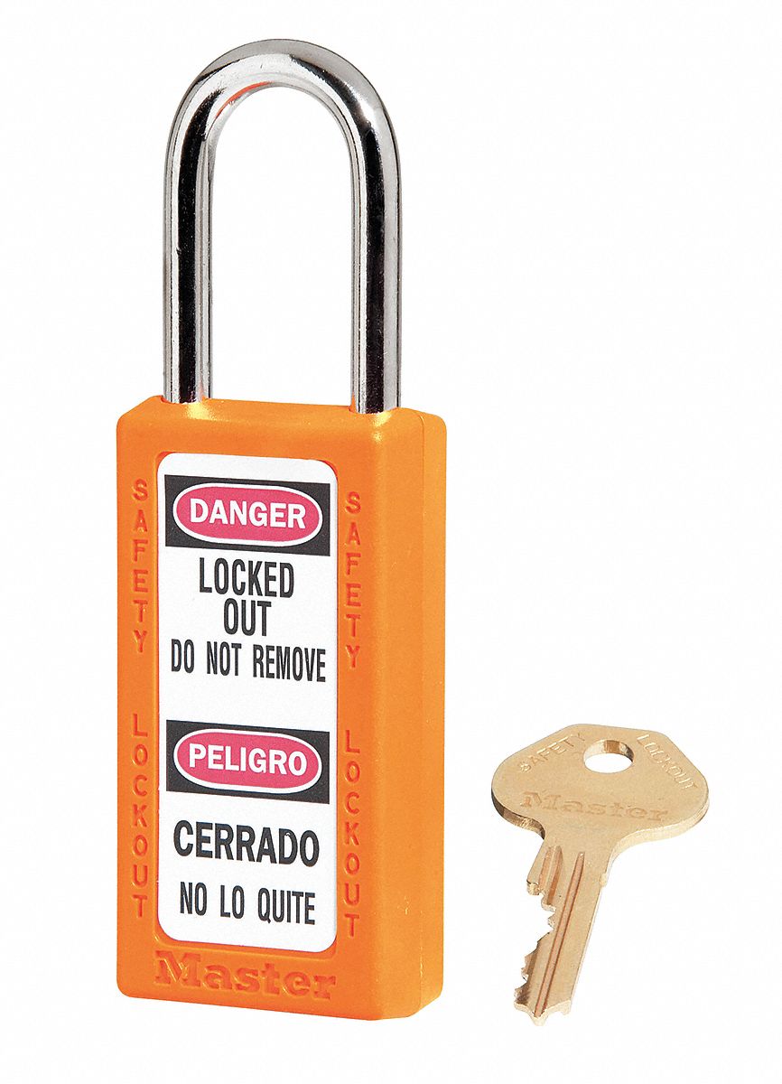 MASTER LOCK Orange Lockout Padlock, Different Key Type, Thermoplastic ...