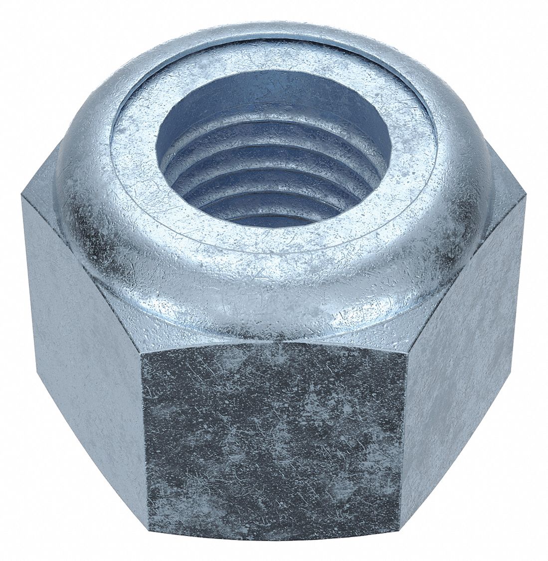 Lock Nut: Nylon Insert, Heavy Hex, 1"-8 Thread Size, Steel, Grade 2, Zinc-Plated, 5 PK