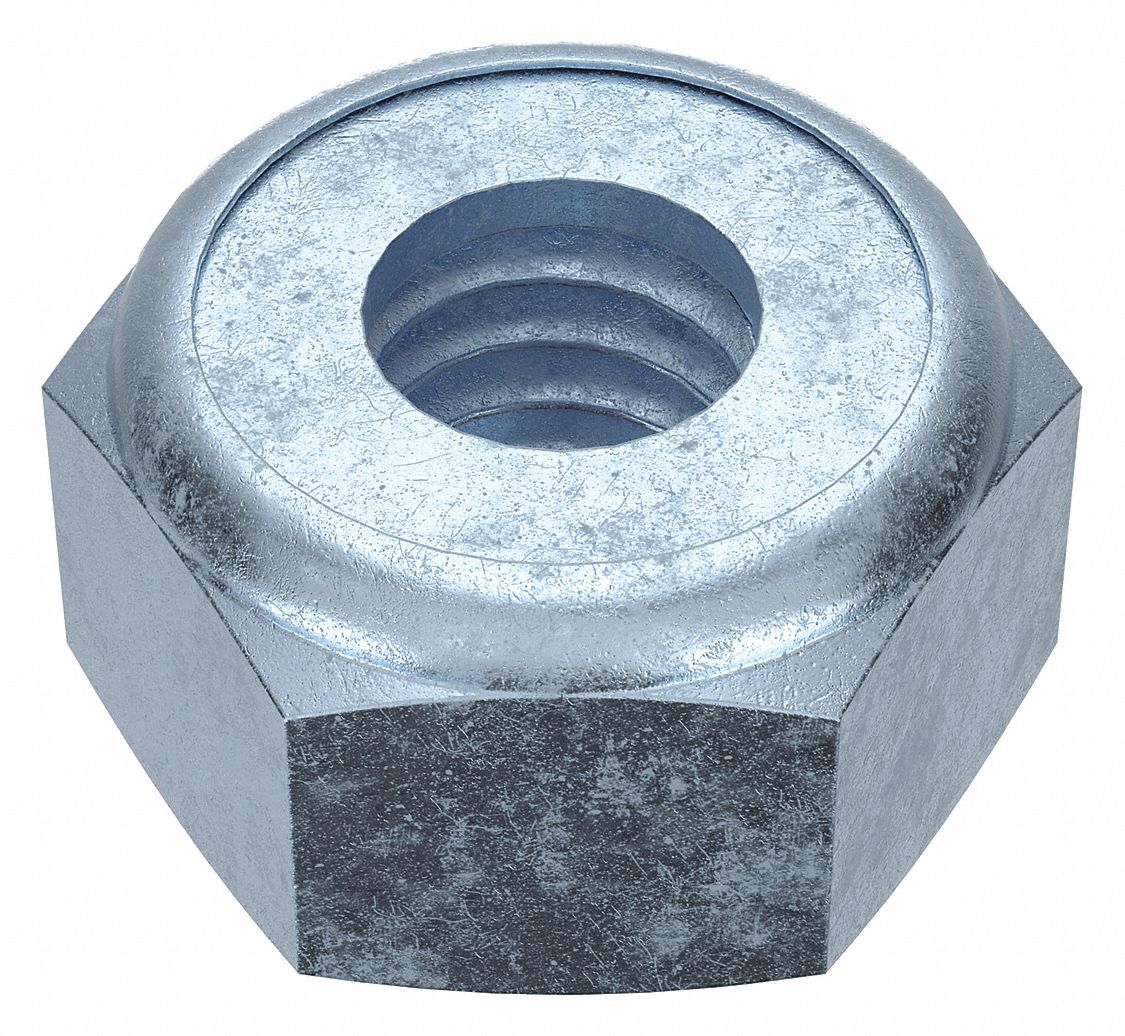 Lock Nut: Nylon Insert, Heavy Jam, 5/16"-18 Thread Size, Steel, Grade 2, Zinc-Plated, 100 PK