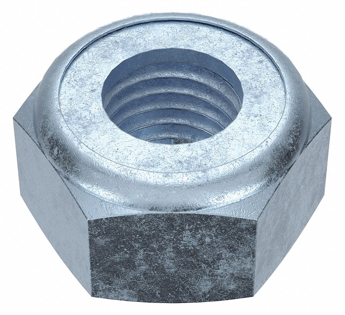 Lock Nut: Nylon Insert, Heavy Jam, 3/4"-10 Thread Size, Steel, Grade 2, Zinc-Plated, 10 PK