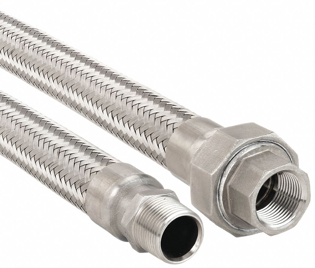 FLEXIBLE METAL HOSE ASSEMBLY: ½ IN HOSE INSIDE DIA., 4.4 IN DYNAMIC MIN BEND RADIUS, MNPT