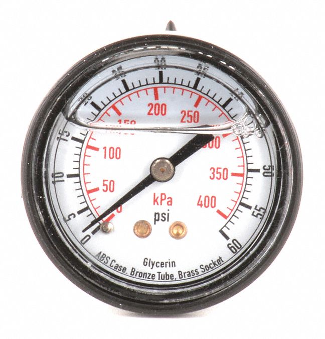 GRAINGER APPROVED Pressure Gauge, Liquid Filled, 2 In 4FLH44FLH4
