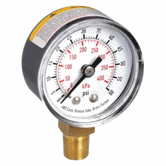 0 to 60 psi, 1 1/2 in Dial, Commercial Pressure Gauge - 4FLR1|4FLR1 ...