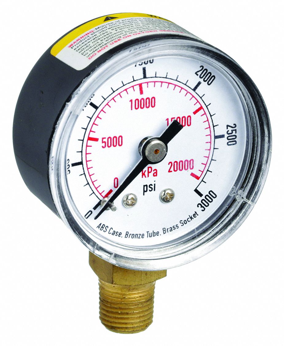 MANOMETRE,1 1/2 PO,3000 PSI,INF