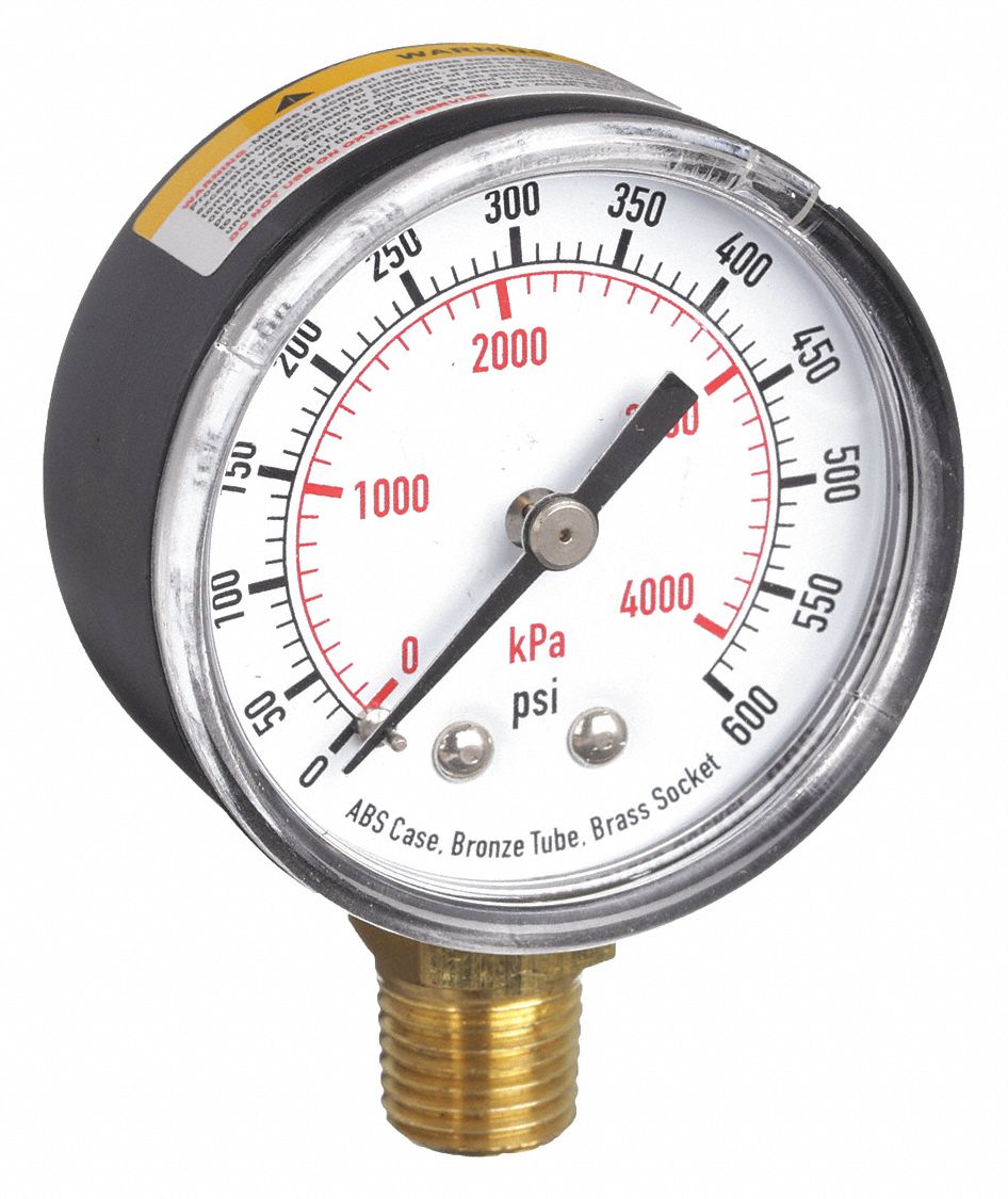 PRESSURE GAUGE,2 IN,600 PSI,LOWER