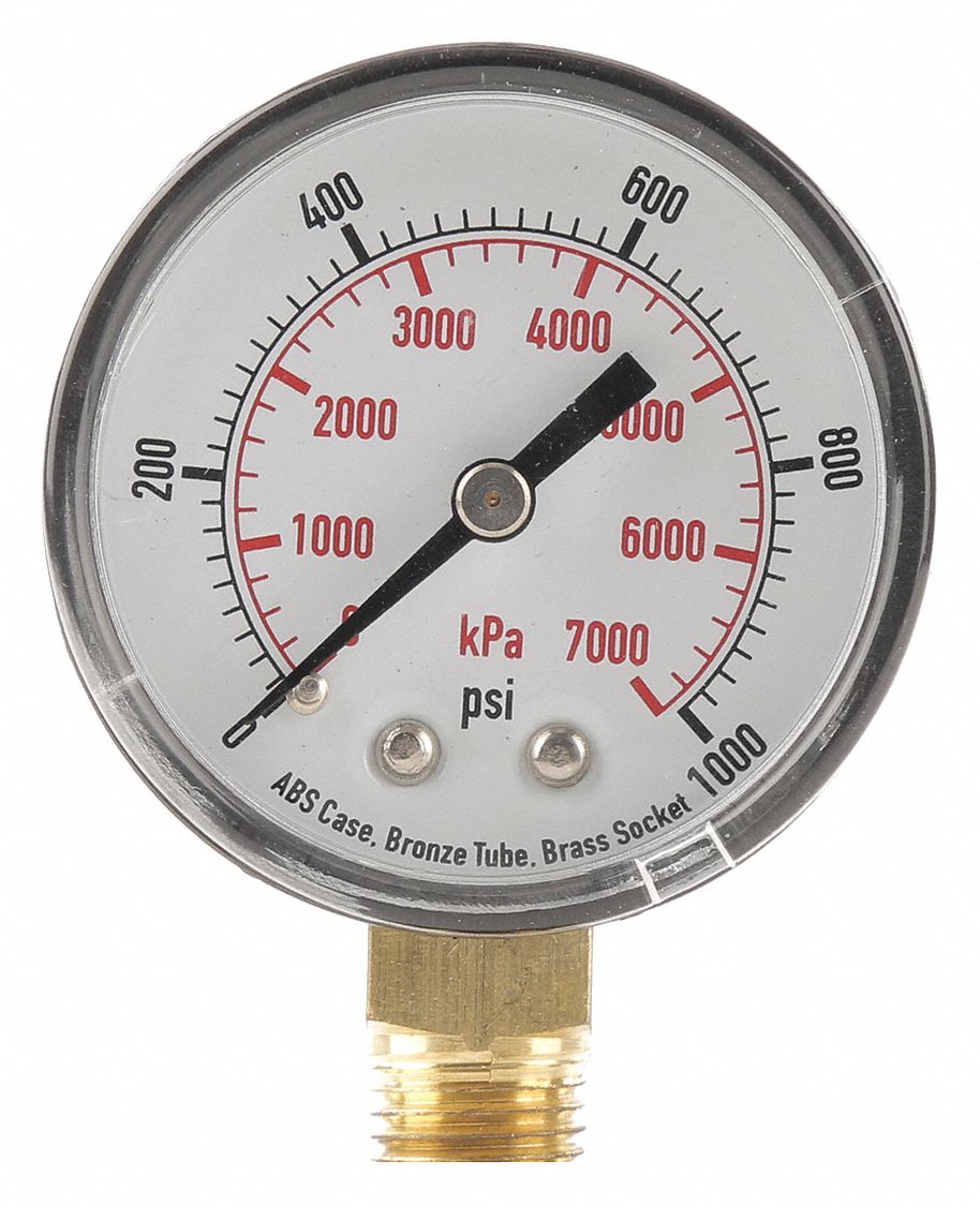 GRAINGER APPROVED Pressure Gauge 0 To 1000 Psi 0 To 7000 KPa Range 1 