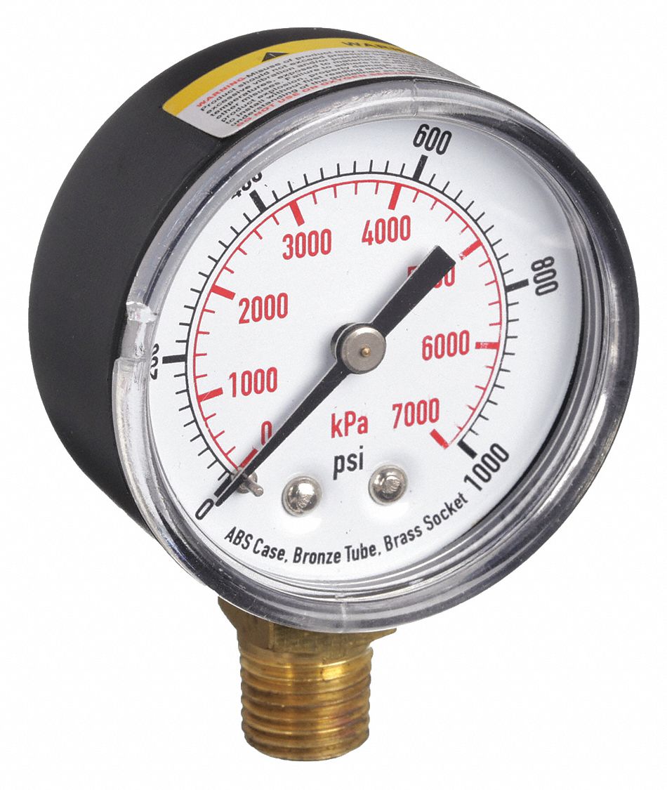 PRESSURE GAUGE,2 IN,1000 PSI,LOWER